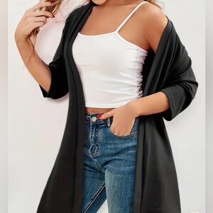 Smock Light Open Top-Coat Black Size 1XL NEW lightweight Jacket!